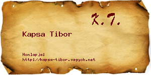 Kapsa Tibor névjegykártya